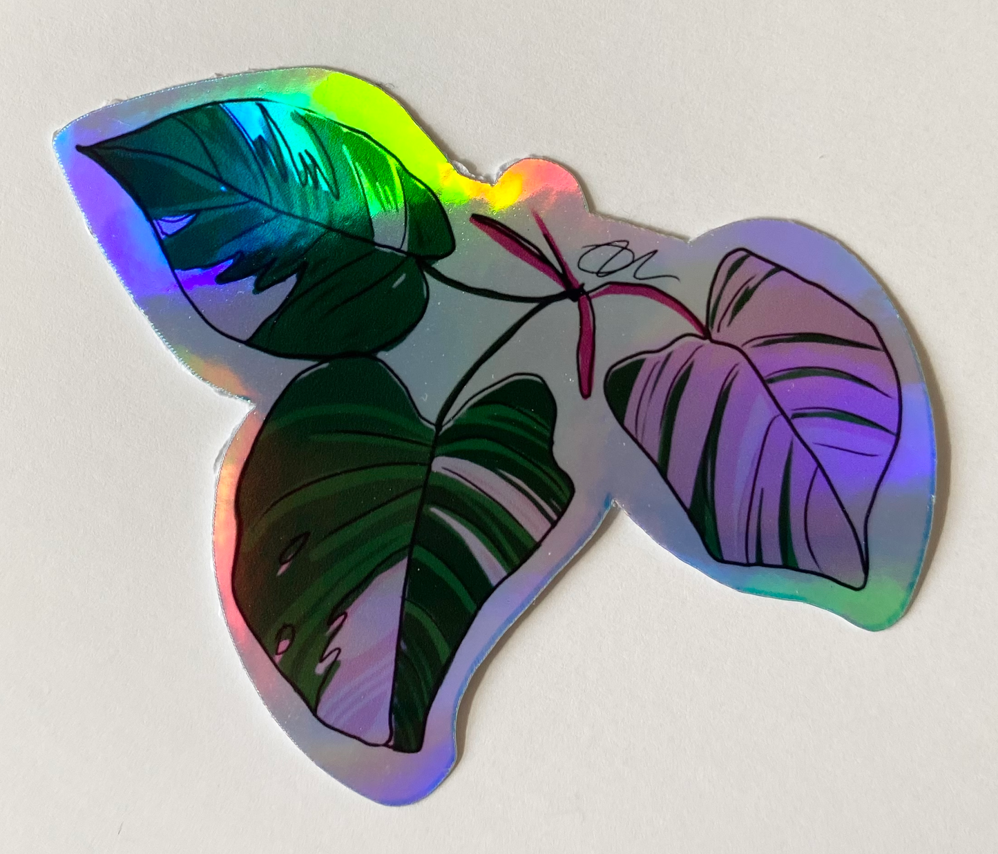 Pink Princess Philodendron Holographic Sticker