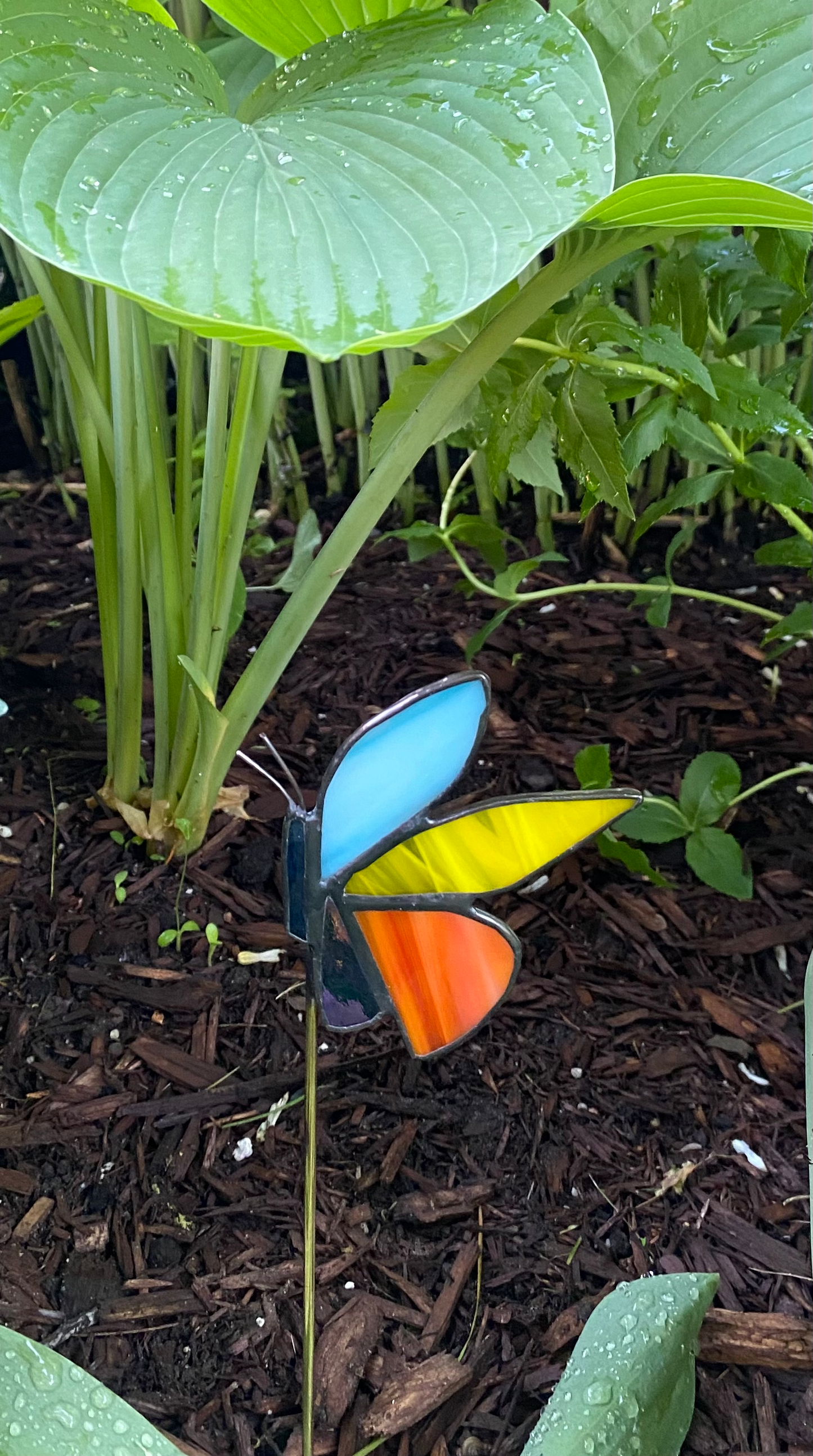 Stained Glass Butterfly Garden Stakes