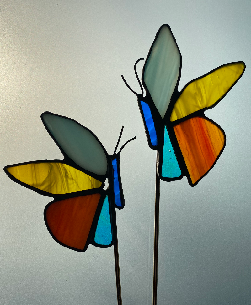 Stained Glass Butterfly Garden Stakes